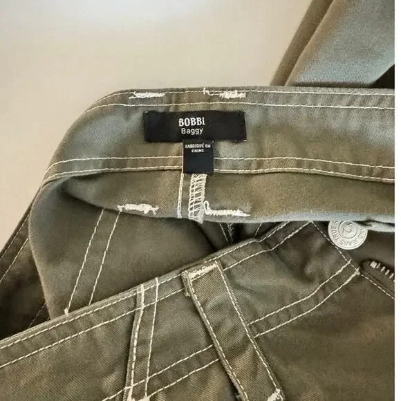 NWT True Religion Bobbi Baggy Cargo Pants Kalamata Olive Green size 28 - Picture 4 of 16